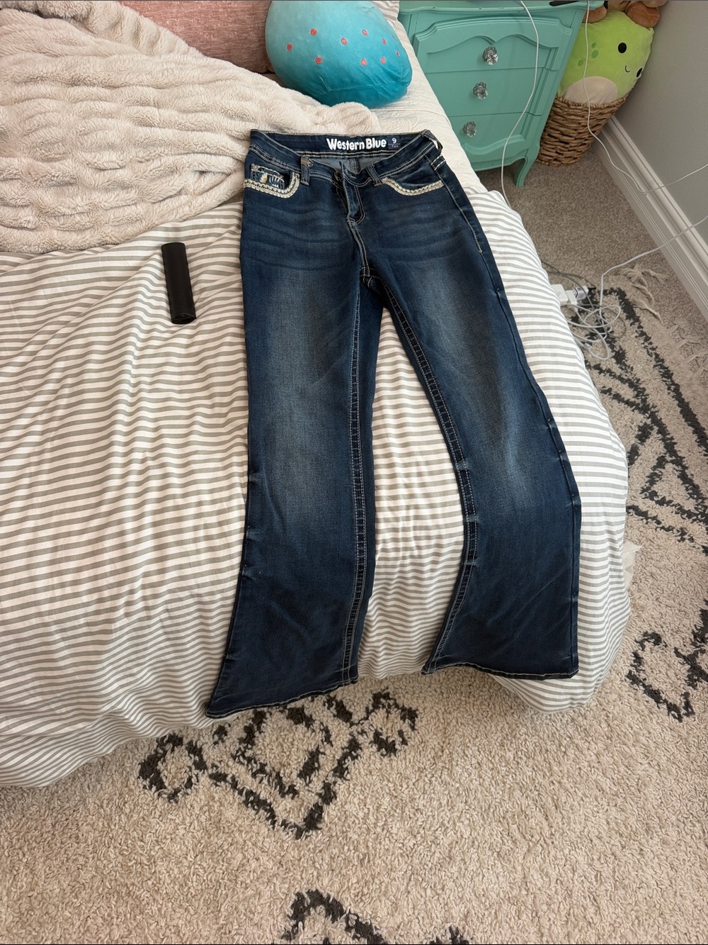 Dark Blue Flare Jeans for Women